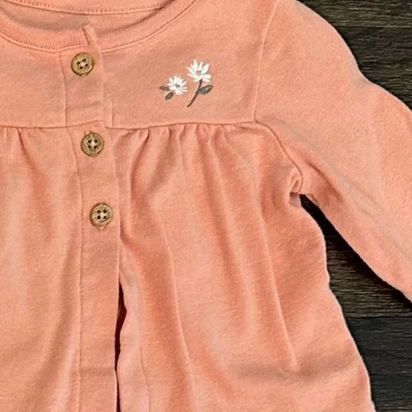 NWOT Carter’s Long Sleeve Legging Outfit Set Baby Girl 9 Months Peach & Cream - Picture 4 of 6